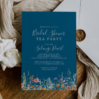 Rustic Meadow Botanical Bridal Shower Tea Party Einladung
