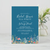 Rustic Meadow Botanical Bridal Shower Tea Party Einladung (Stehend Vorderseite)