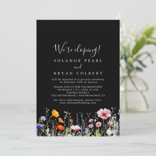 Rustic Meadow Botanical Elopement Reception Einladung (Stehend Vorderseite)