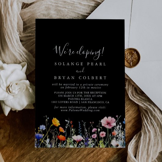 Rustic Meadow Botanical Elopement Reception Einladung