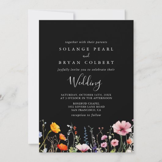 Rustic Meadow Botanical Front & Back Wedding Einladung (Vorderseite)