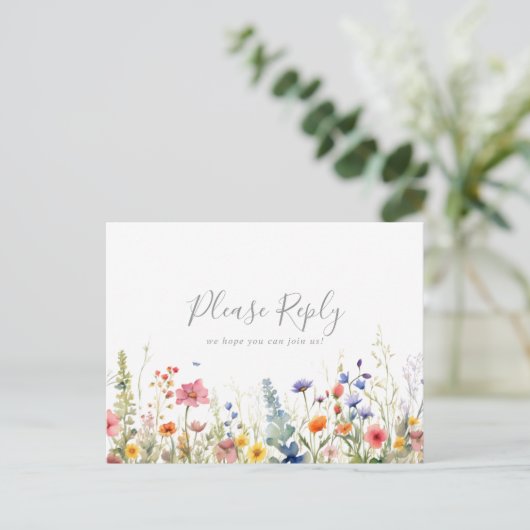 Rustic Meadow Botanical Menu Choice RSVP Postcard Postkarte (Stehend Vorderseite)