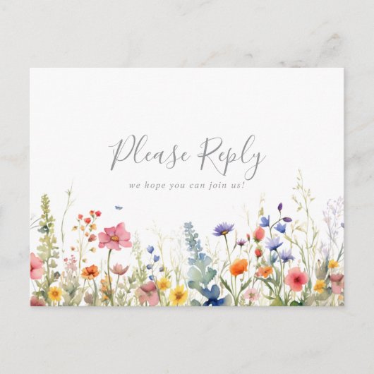 Rustic Meadow Botanical Menu Choice RSVP Postcard Postkarte (Vorderseite)