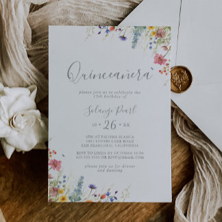 Rustic Meadow Botanical Quinceañera Einladung