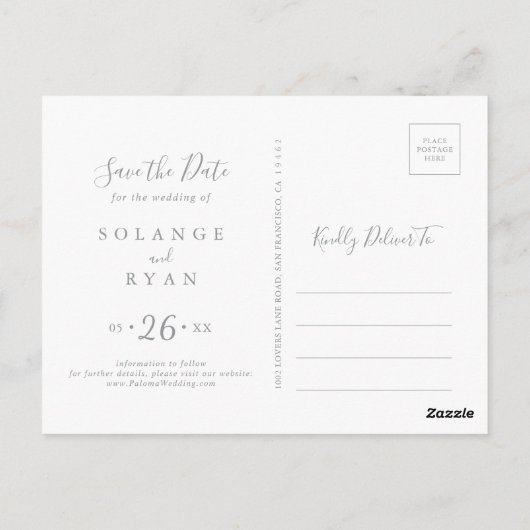 Rustic Meadow Botanical Save the Date Postkarte (Rückseite)