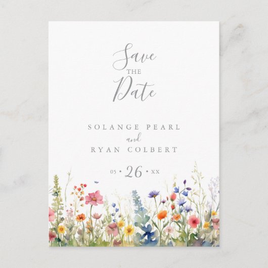Rustic Meadow Botanical Save the Date Postkarte (Vorderseite)
