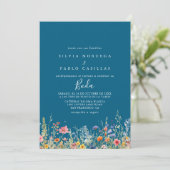 Rustic Meadow Botanical Spanish Wedding Einladung (Stehend Vorderseite)