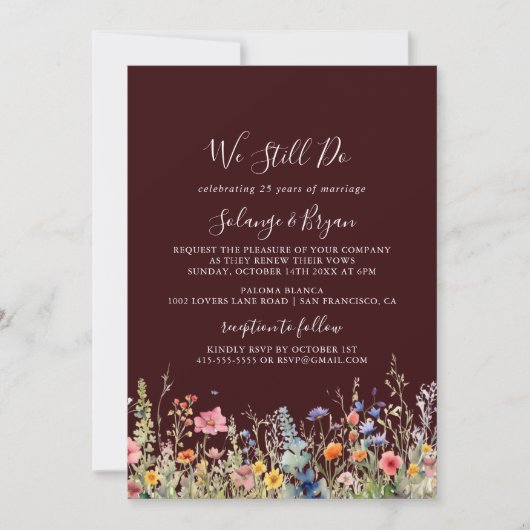 Rustic Meadow Botanical We Still Do Vow Renewal Einladung (Vorderseite)
