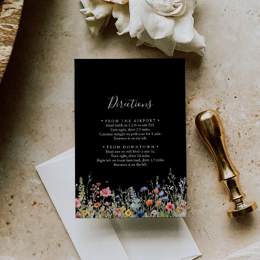 Rustic Meadow Botanical Wedding Directions Begleitkarte