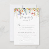 Rustic Meadow Botanical Wedding Menu Choice RSVP (Vorderseite)