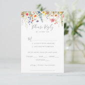 Rustic Meadow Botanical Wedding Menu Choice RSVP Karte (Stehend Vorderseite)