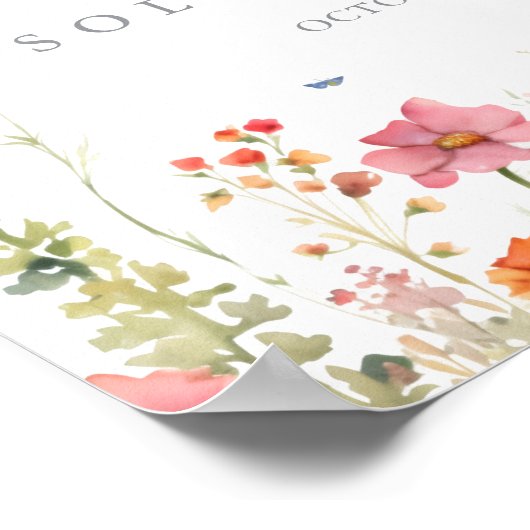 Rustic Meadow Botanical Wedding Welcome Sign Poster (Ecke)