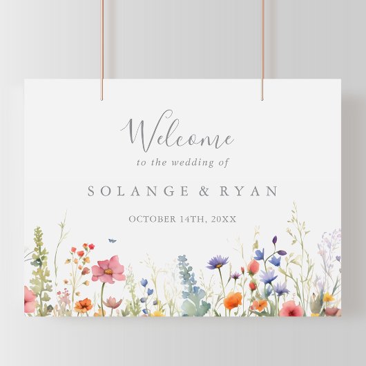Rustic Meadow Botanical Wedding Welcome Sign Poster