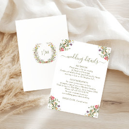 Rustic Meadow Floral Country Wedding Details Cards Begleitkarte