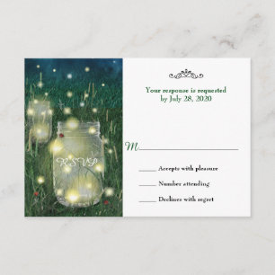 Rustic Meadow Summer Night Mason Jar Firefly UAWG RSVP Karte