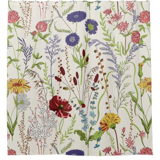Rustic Meadow Wildflower Botanical Duschvorhang (Vorderseite)