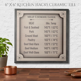 Rustic Meat Cooking Temperature Guide Ceramic Tile Fliese