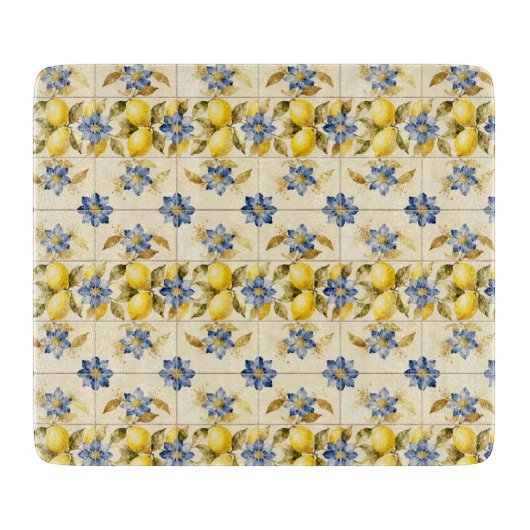 Rustic Mediterranean Lemon Tile MH26 Schneidebrett (Vorderseite)