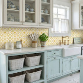 Rustic Mediterranean Mustard Yellow White Fliese