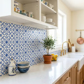 Rustic Mediterranean Navy Blue White Fliese