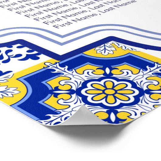 Rustic Mediterranean Tile Wedding with Lemons Poster (Ecke)