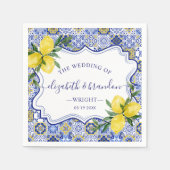Rustic Mediterranean Tile Wedding with Lemons Serviette (Vorderseite)