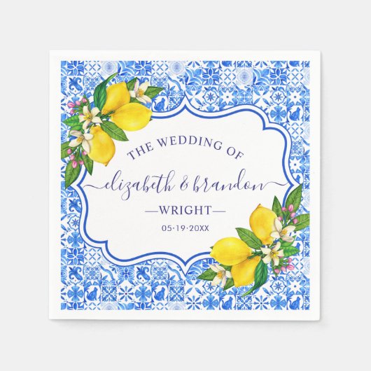 Rustic Mediterranean Tiles Summer Wedding Serviette (Vorderseite)