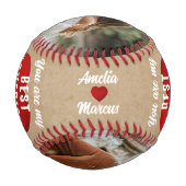 Rustic Mein bester Freund je Rotes Herz 2 Fotos Baseball (Rückseite)