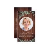 Rustic Memorial Eukalyptus Foto Beerdigung Vielen Mitteilungskarte (Vorderseite/Rückseite Beispiel)