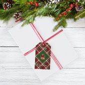 Rustic MerChristmas Bell Red Green Gingham Geschenkanhänger