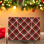 Rustic MerChristmas Bell Red Green Gingham Große Geschenktüte