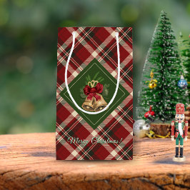 Rustic MerChristmas Bell Red Green Gingham Kleine Geschenktüte