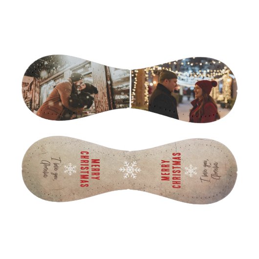 Rustic Merry Christmas 2 Photo Collage Keepsake Baseball (Paneele)