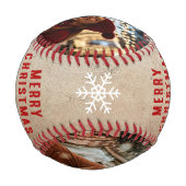 Rustic Merry Christmas 2 Photo Collage Keepsake Baseball (Rückseite)
