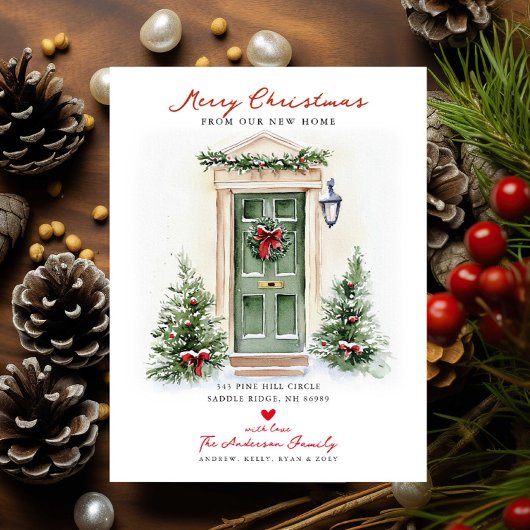 Rustic Merry Christmas New Home Card Ankündigungspostkarte