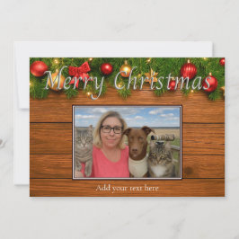 Rustic Merry Christmas Photo Card – Customizable Feiertagskarte