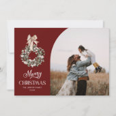Rustic Merry Christmas Photo Card Feiertagskarte (Vorderseite)