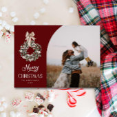 Rustic Merry Christmas Photo Card Feiertagskarte
