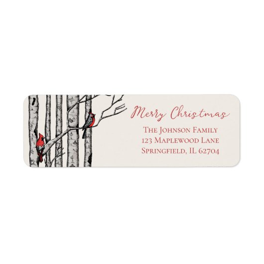 Rustic Merry Christmas Red Cardinal Return Address (Vorne)