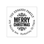 Rustic Merry Christmas Return Address Gummistempel (Prägung)
