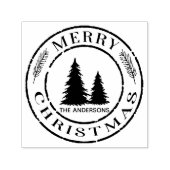 Rustic Merry Christmas Tree Custom Address Permastempel (Design)