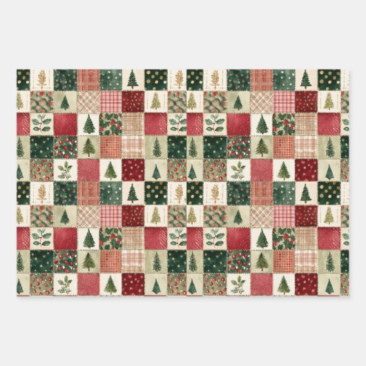 Rustic Merry Christmas Tree Holiday Wrapping Paper Geschenkpapier Set (Vorderseite)
