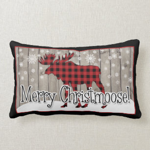 Rustic Merry Christmoose Lumbar Pillow Lendenkissen