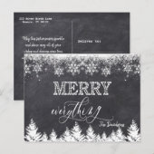"Rustic Merry Everything Chalkboard Typografie Ankündigungspostkarte (Vorne/Hinten)