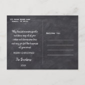 "Rustic Merry Everything Chalkboard Typografie Ankündigungspostkarte (Rückseite)