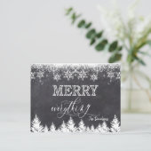 "Rustic Merry Everything Chalkboard Typografie Ankündigungspostkarte (Stehend Vorderseite)