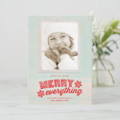 Rustic Merry Everything Foto Feiertagskarte (Stehend Vorderseite)