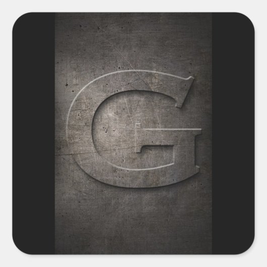 Rustic Metal G Monogram Square Sticker (Vorderseite)