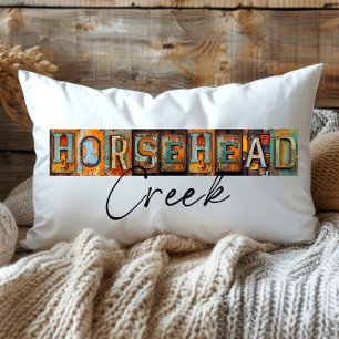 Rustic Metal Horsehead Creek Louisiana Staat Lendenkissen