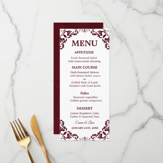 Rustic Mexican Wedding Menu Card Menükarte (Vorderseite/Rückseite Beispiel)